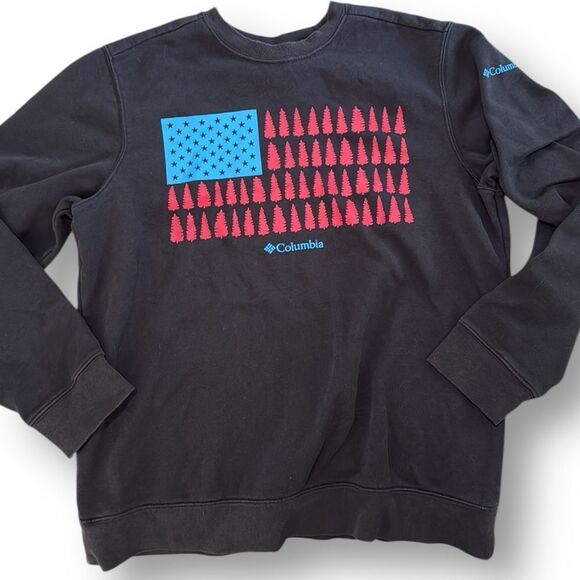Columbia Trek Graphic Flag Crewneck Sweatshirt Black Size Men’s Medium - Picture 10 of 10